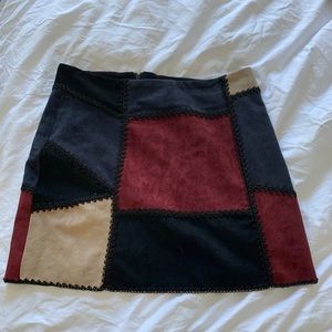 Suede patchwork mini skirt